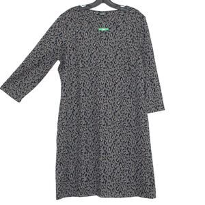 NWT Nicole Miller Womens Dress Shift 3/4 Sleeve Leopard Pockets Gray Brown XL FO